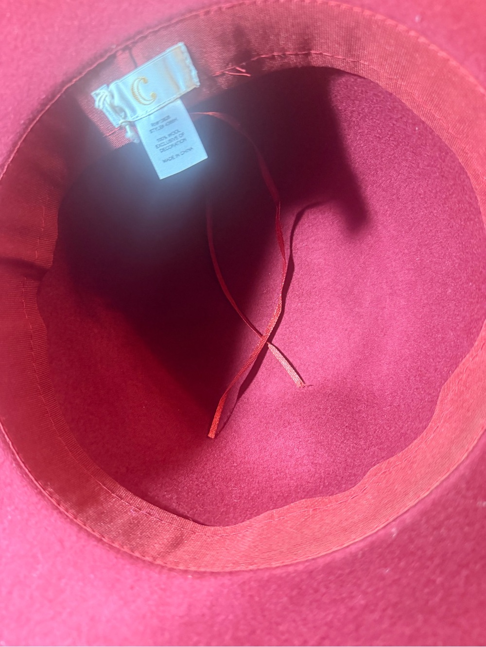 Classic Women’s Wide Brim 100% Wool Floppy Hat by C in Wine - Picture 8 of 10